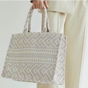 H&M Jacquard Weave Book Tote Bag